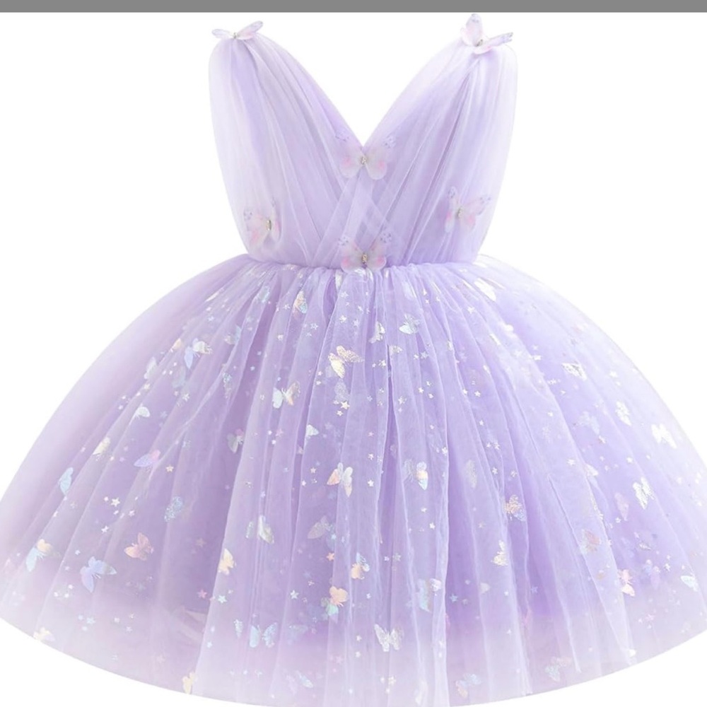 Purple Butterfly Tulle Dress